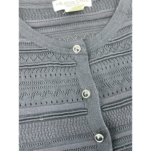 Melrose Chic Women's Black Crochet Knit Long Sleeve Cardigan Sweater Size Small - Picture 8 of 11